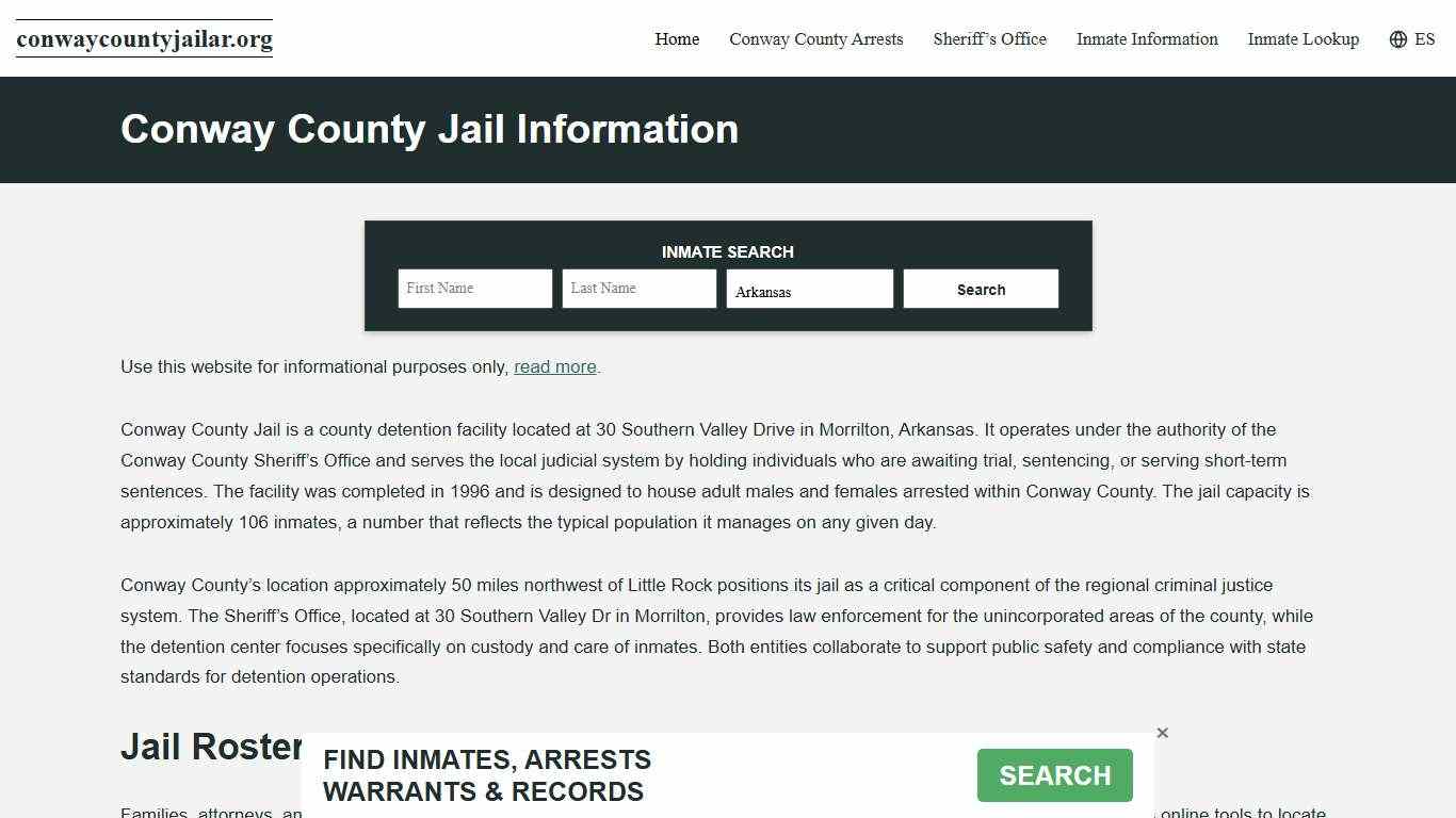 Conway County, AR Jail Roster, Inmate Info
